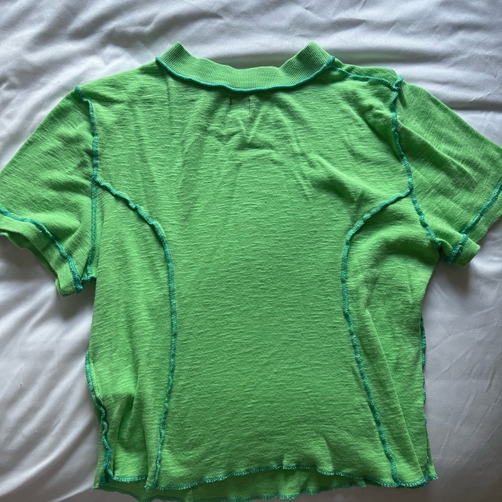 BDG Green Cropped Ribbed Tee